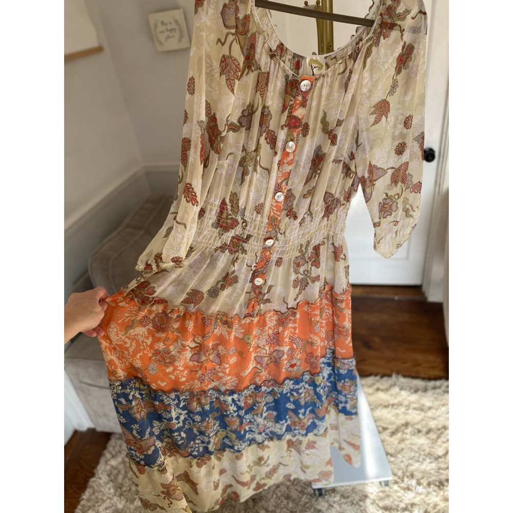 Fig And Flower Maxi Dress Floral Sheer Tiered Fairy Romantic Cottagecore Boho 2X - Picture 2 of 11